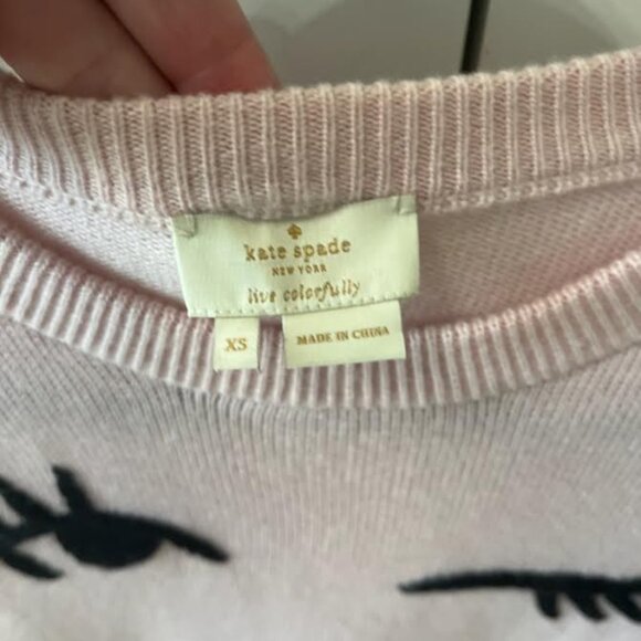 Kate Spade New York Winking Eye Sweater XS Tutu Pink $228 Wool Preppy - Picture 4 of 6